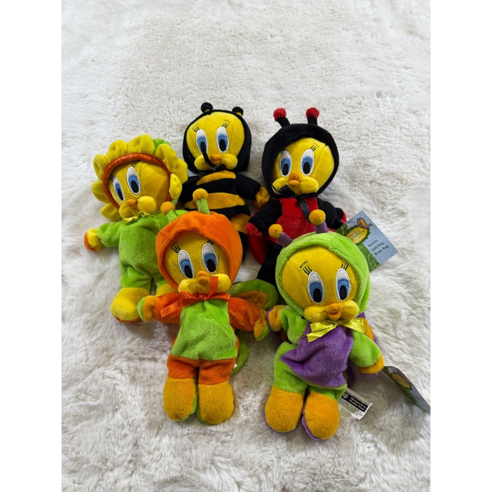 LOT OF 5 Warner Bros Enchanted Garden Plush Bee Ladybug‎ Butterfly Vintage 90s